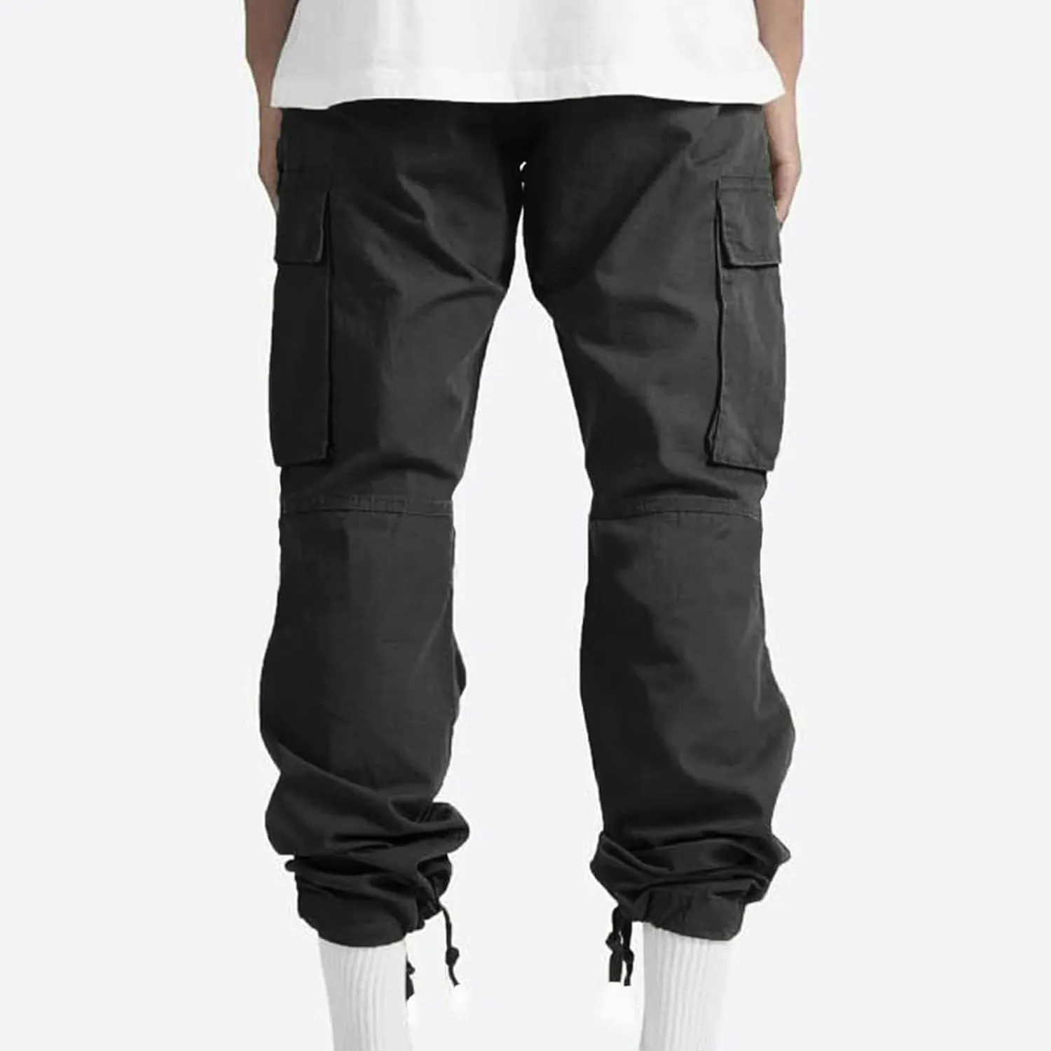Men's Heavyweight Cargo Fleece Sweatpants Stretch Elastic Waist Multiple Pockets Sports Pants Fitness Sports