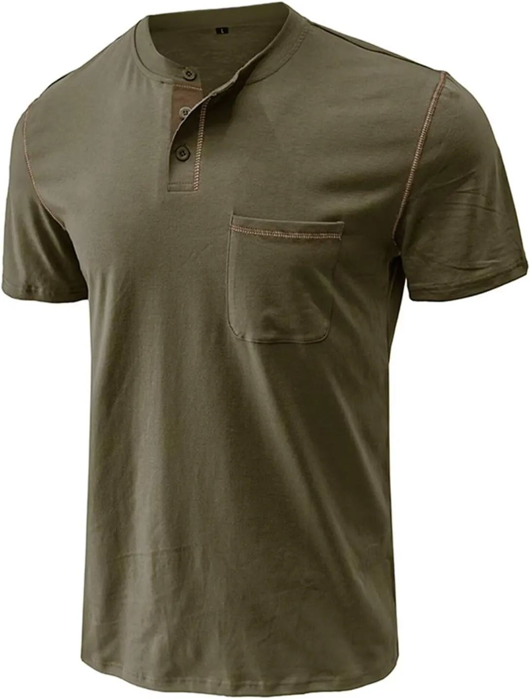 Men's Henley Shirt Lightweight Short Sleeve T-Shirt Casual Stylish Button Cotton Shirt