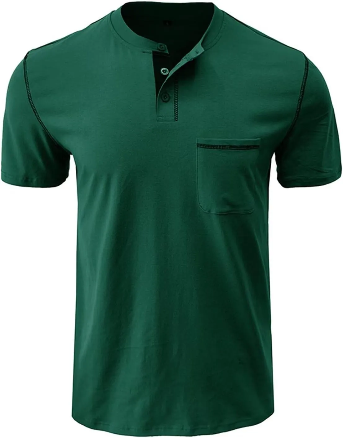 Men's Henley Shirt Lightweight Short Sleeve T-Shirt Casual Stylish Button Cotton Shirt