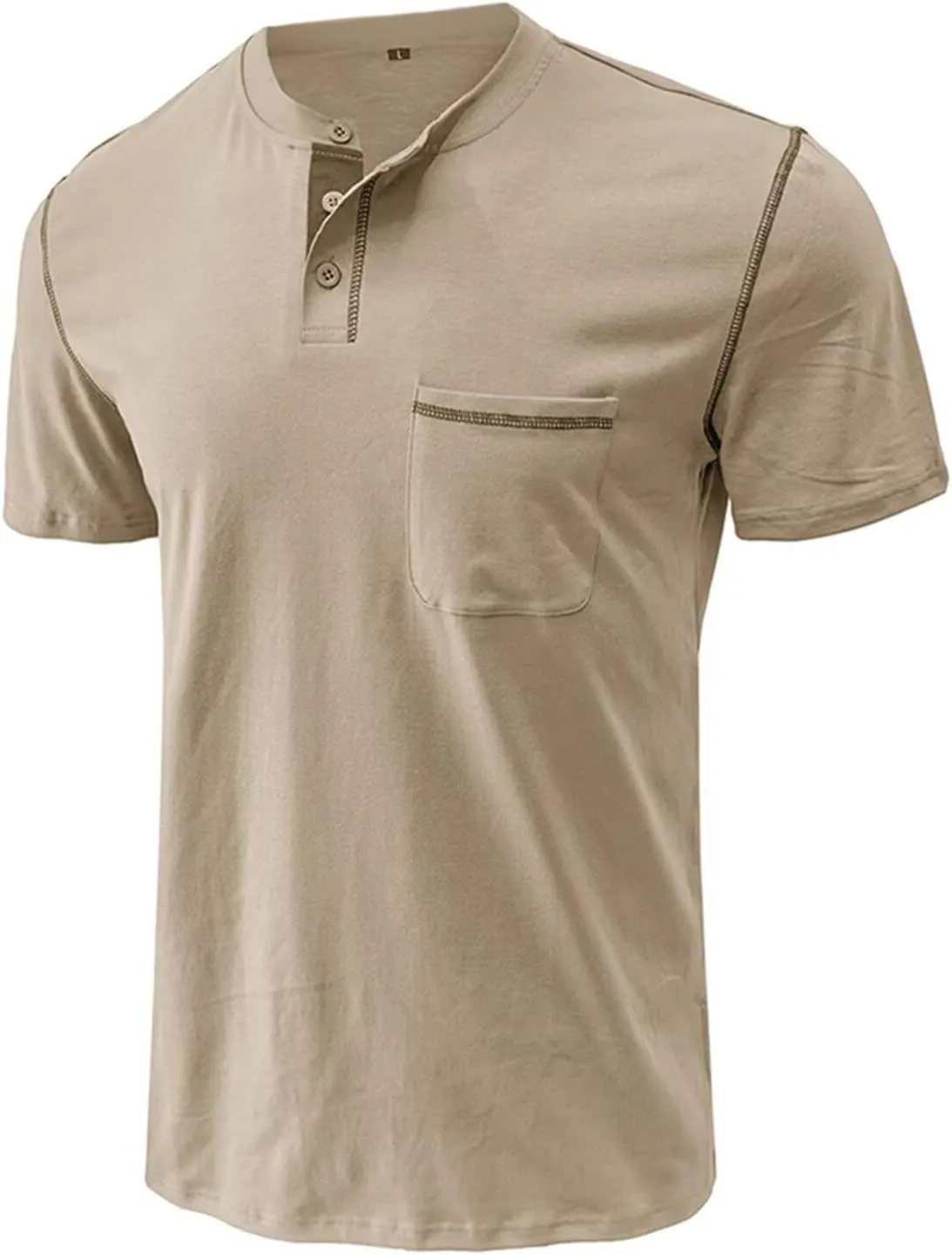 Men's Henley Shirt Lightweight Short Sleeve T-Shirt Casual Stylish Button Cotton Shirt