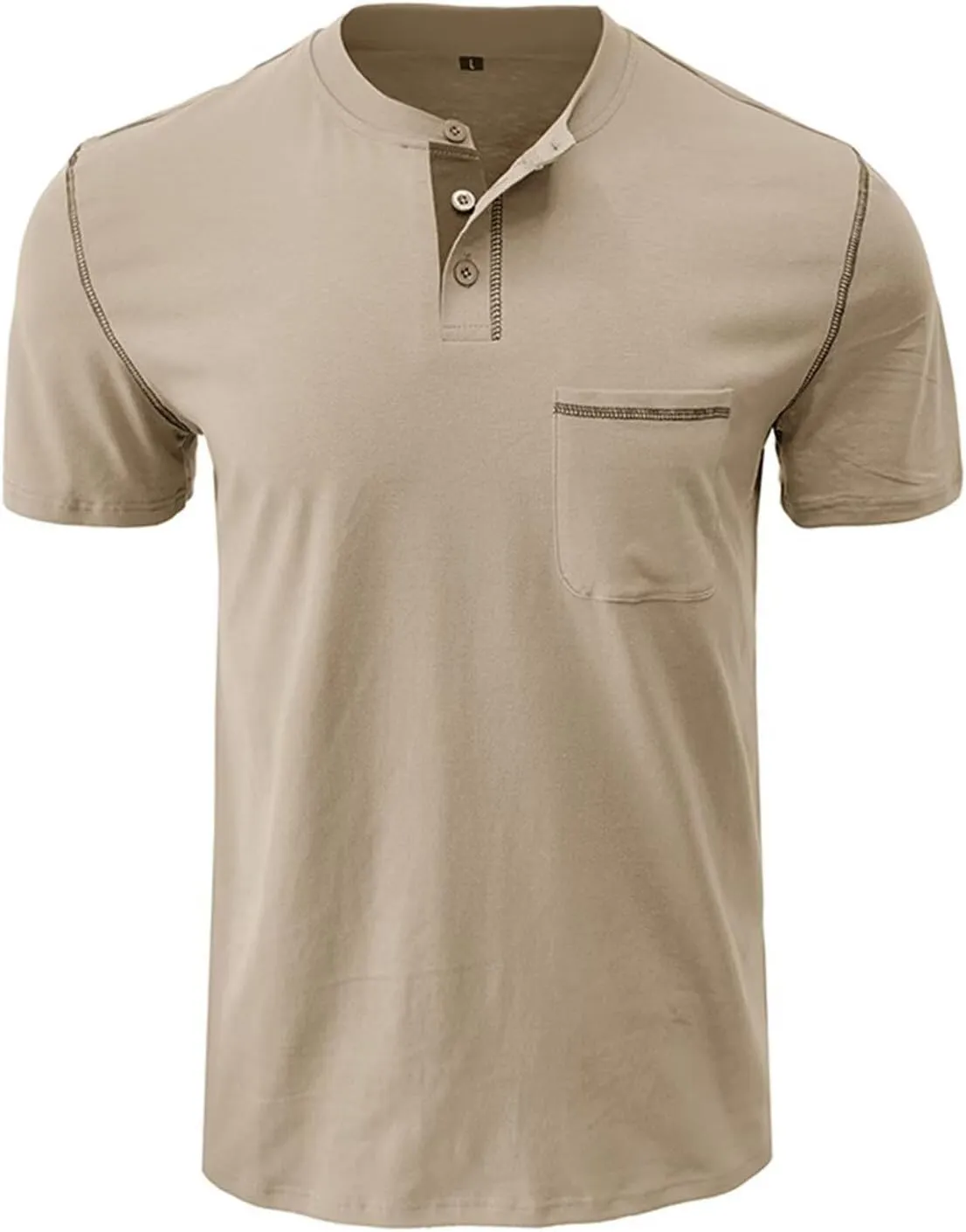 Men's Henley Shirt Lightweight Short Sleeve T-Shirt Casual Stylish Button Cotton Shirt