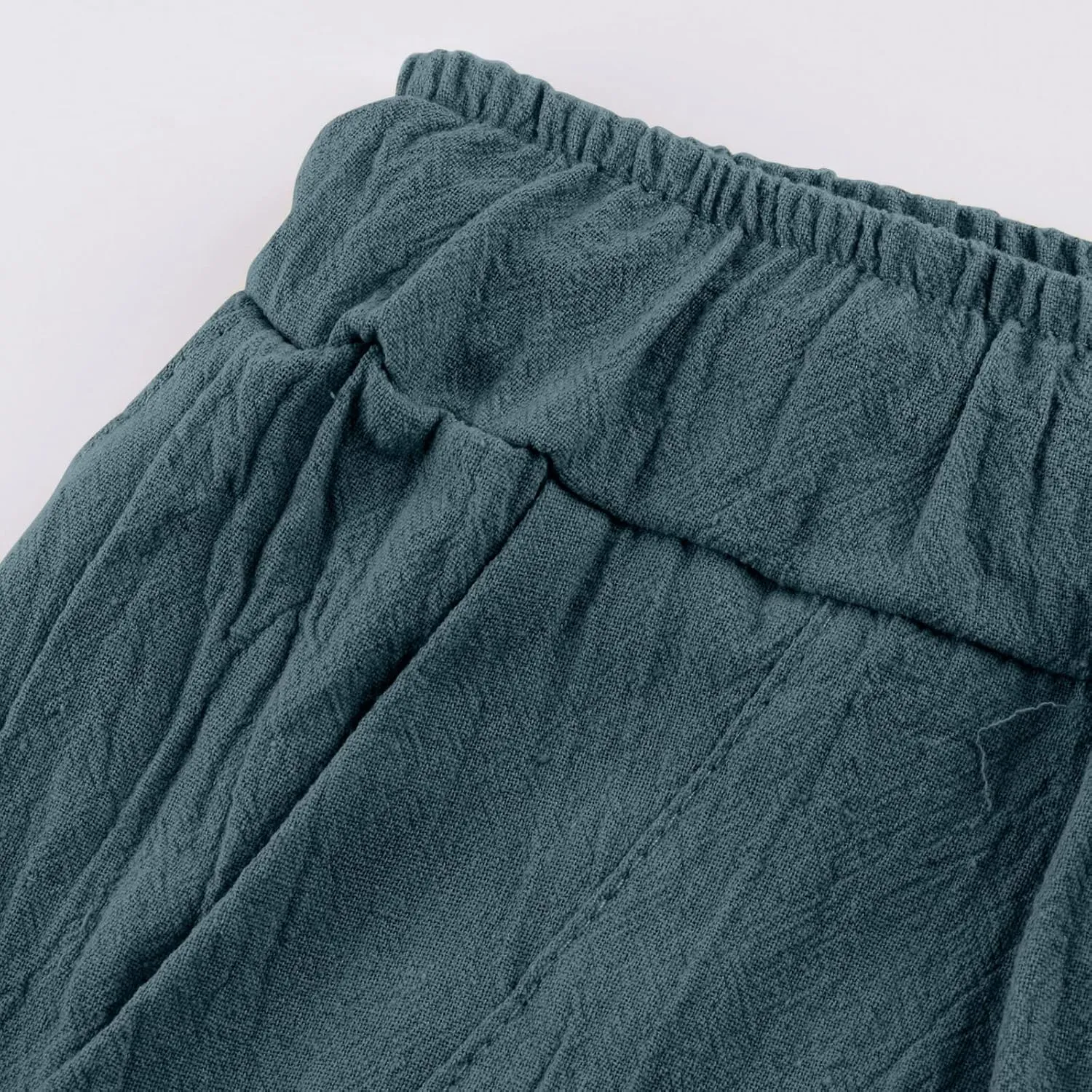 Mens Hiking Pants Lightweight Linen Pants Elastic Waist Drawstring Pants Summer Beach Pant Casual Baggy Pants
