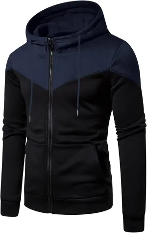 Mens Hoodies Zip Up, Mens Slim Fit Long Sleeve Zip-up Fleece Hoodie Workout Casual Lightweight Sweatshirt Jackets