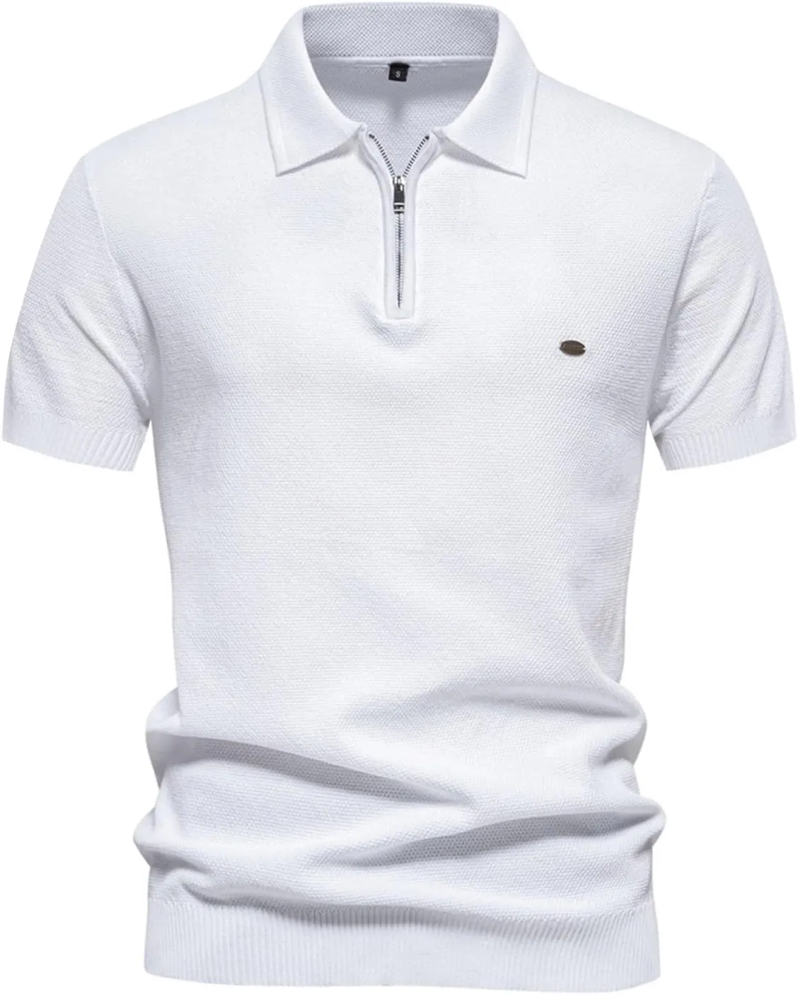 Mens Knit Polo Shirt Golf Shirts Short Sleeve Sports Casual Polo Shirts Textured Casual Knitted Golf Shirt