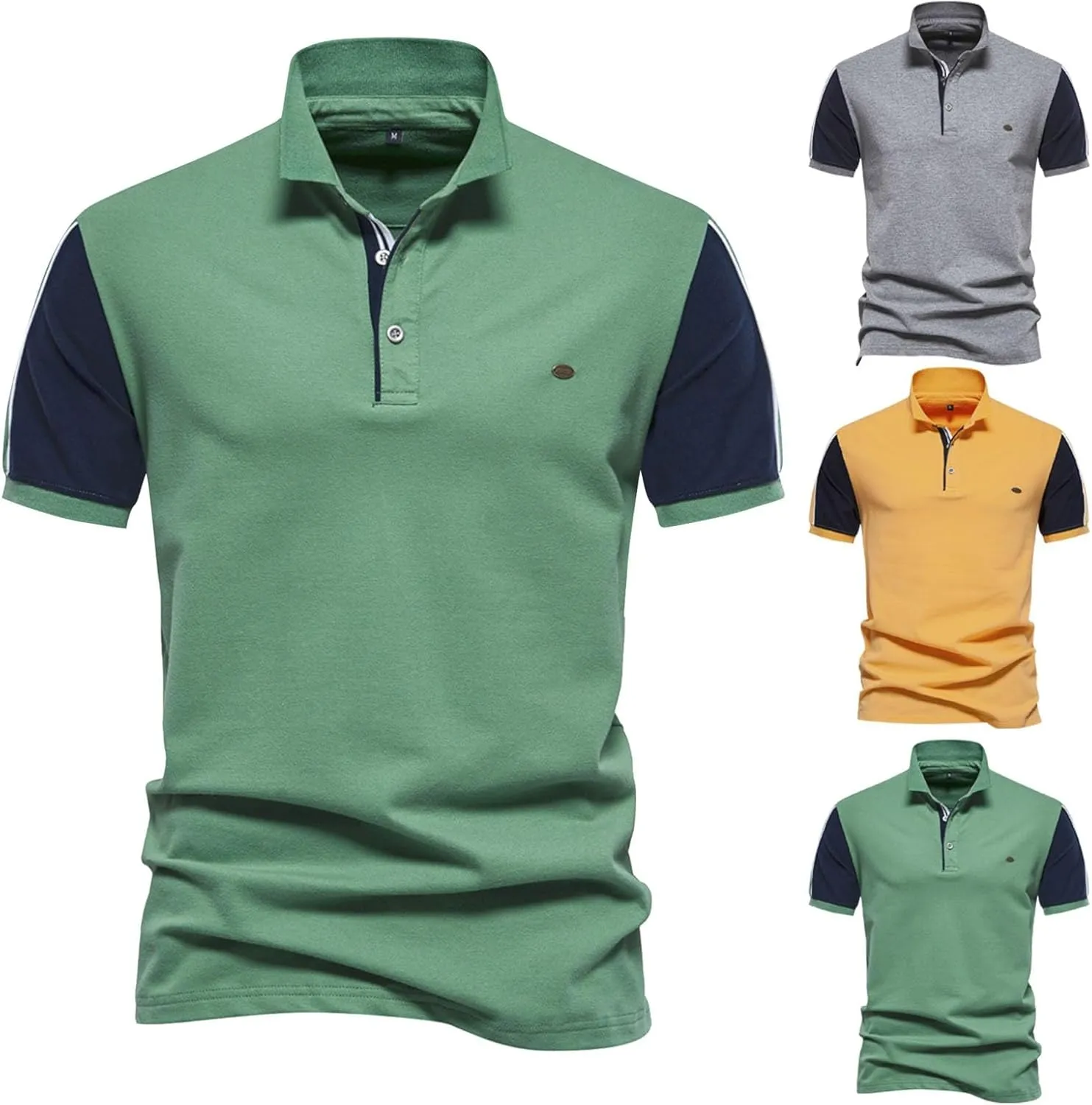 Mens Knit Polo Shirt Golf Shirts Short Sleeve Sports Casual Polo Shirts Textured Casual Knitted Golf Shirt