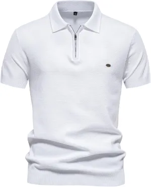 Mens Knit Polo Shirt Golf Shirts Short Sleeve Sports Casual Polo Shirts Textured Casual Knitted Golf Shirt