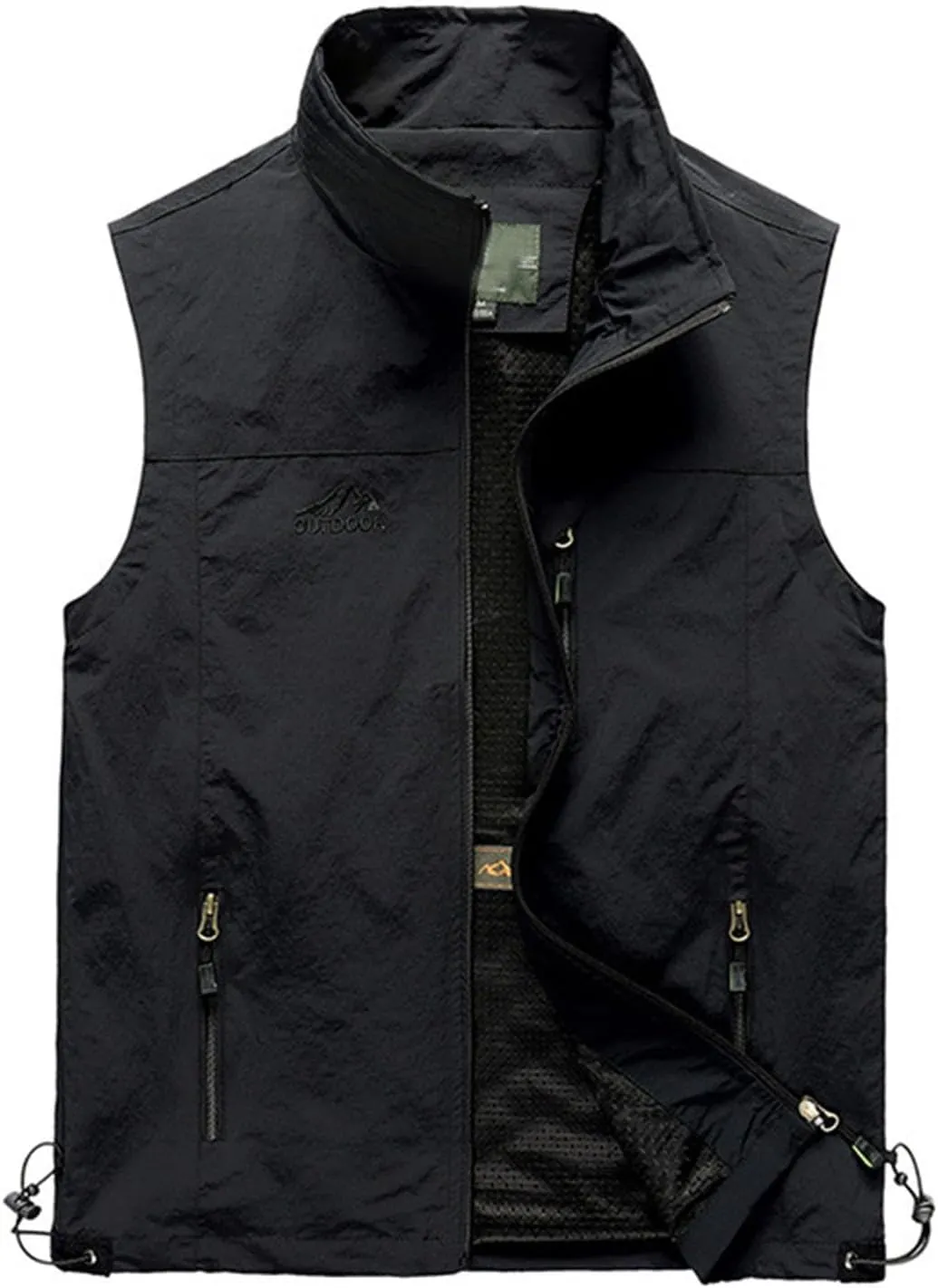 Men's Lightweight Softshell Vest Outdoor Work Fishing Photo Travel Utility Vest Stand Collar Zip Up Windproof Jacket