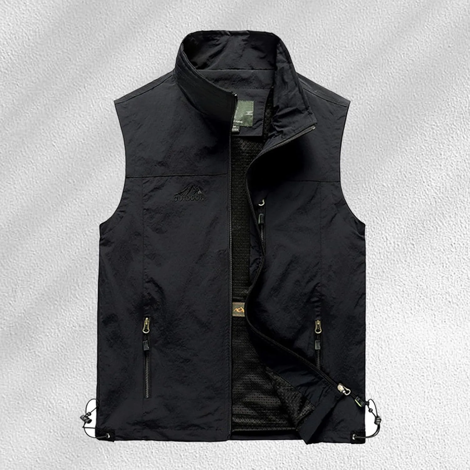 Men's Lightweight Softshell Vest Outdoor Work Fishing Photo Travel Utility Vest Stand Collar Zip Up Windproof Jacket