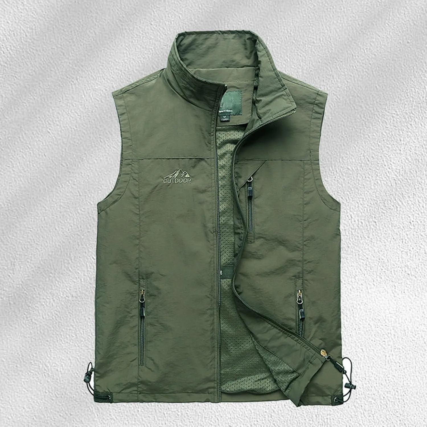 Men's Lightweight Softshell Vest Outdoor Work Fishing Photo Travel Utility Vest Stand Collar Zip Up Windproof Jacket