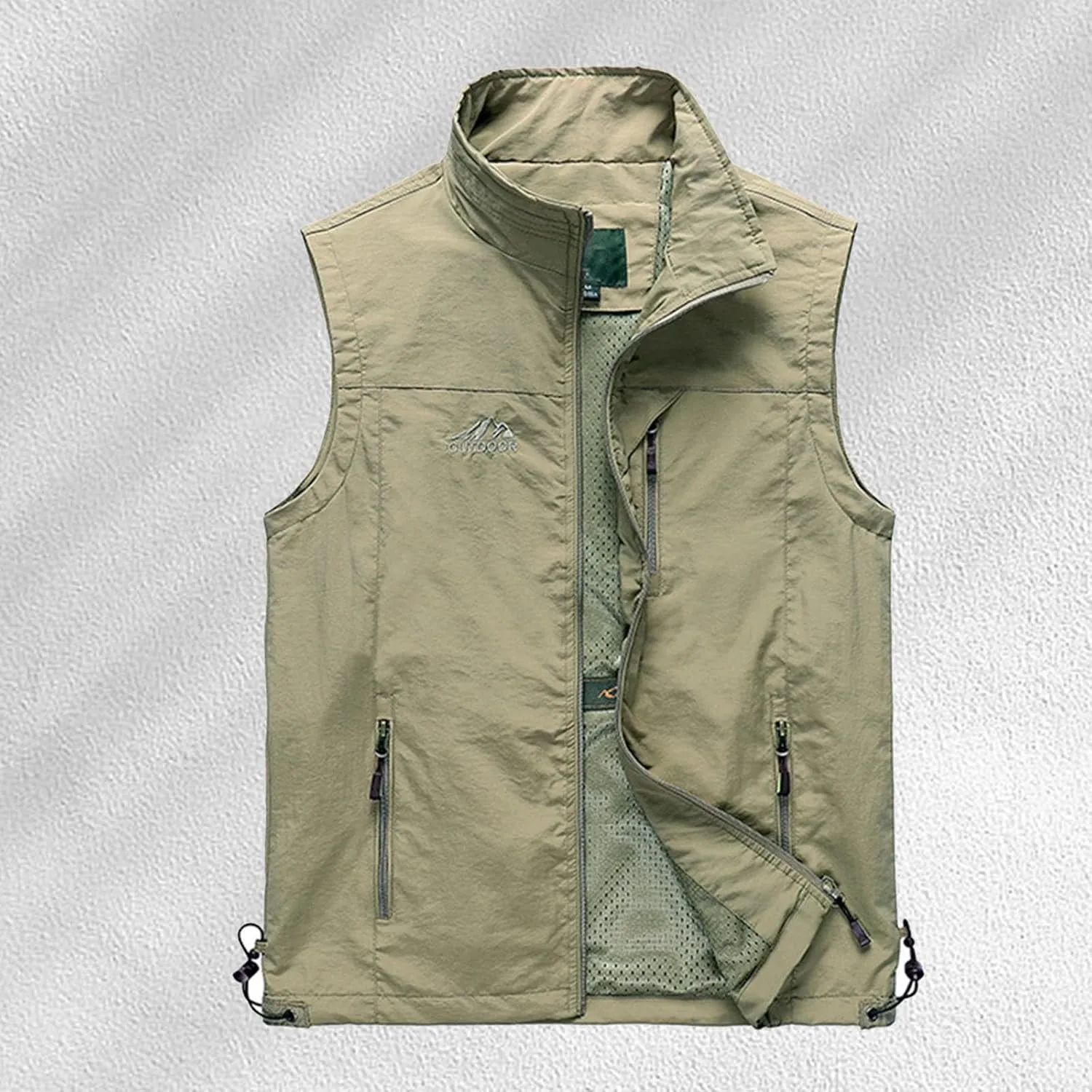 Men's Lightweight Softshell Vest Outdoor Work Fishing Photo Travel Utility Vest Stand Collar Zip Up Windproof Jacket