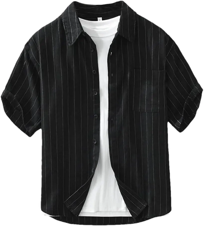 Men's Linen Shirt T-Shirt Dress Shirts and Blouses Korean Hawaiian Short Sleeve Shirt