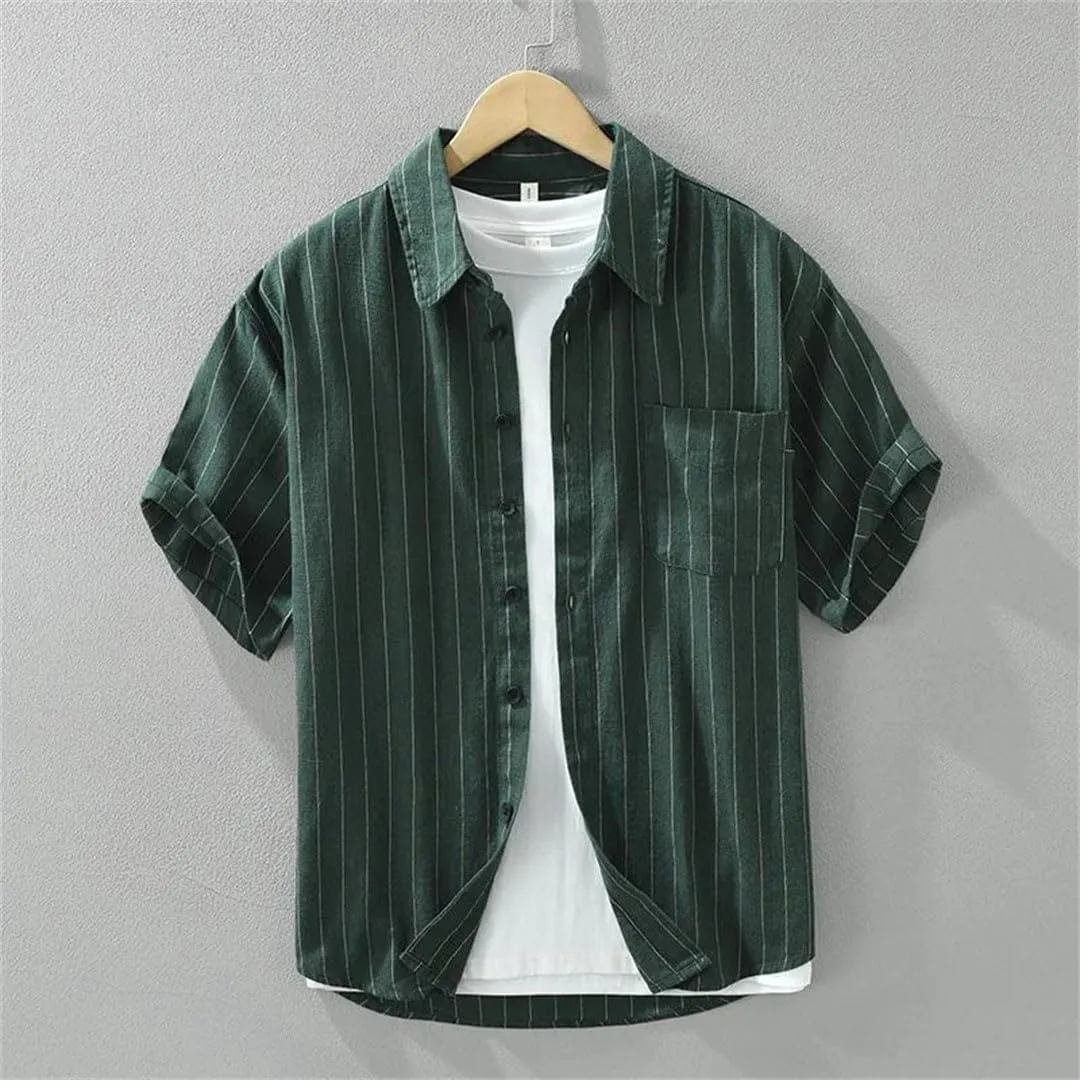 Men's Linen Shirt T-Shirt Dress Shirts and Blouses Korean Hawaiian Short Sleeve Shirt