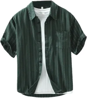 Men's Linen Shirt T-Shirt Dress Shirts and Blouses Korean Hawaiian Short Sleeve Shirt