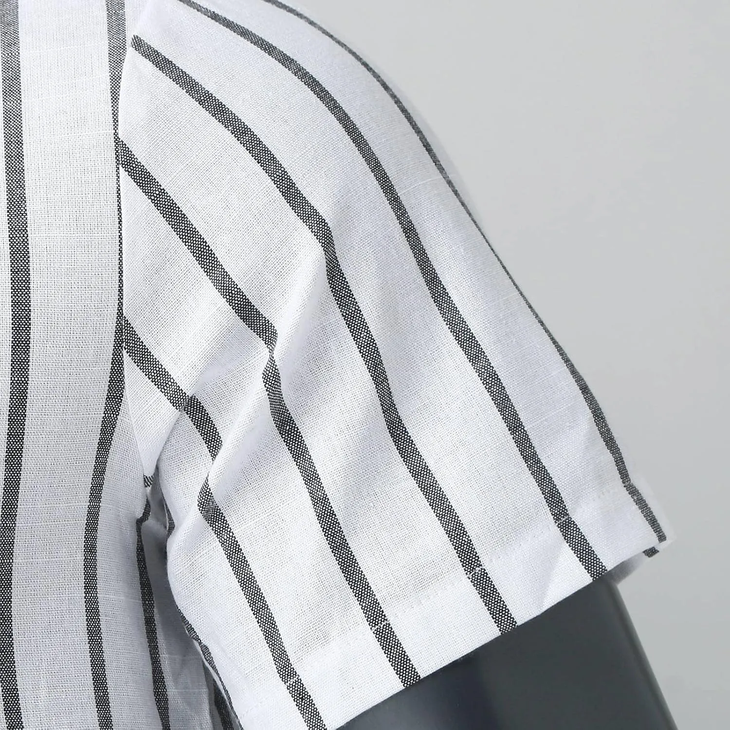 Men's Linen Shirts Striped Casual Shirts Short Sleeve Button Down Shirt for Men Beach Summer Shirt