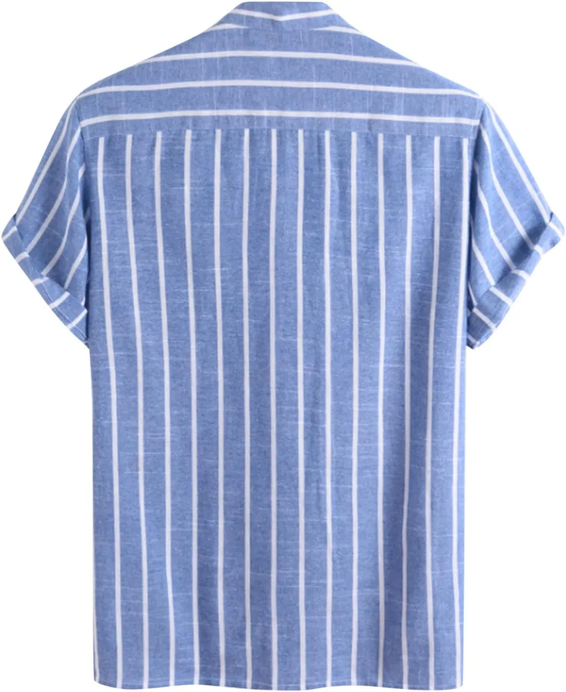 Men's Linen Shirts Striped Casual Shirts Short Sleeve Button Down Shirt for Men Beach Summer Shirt