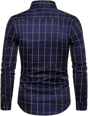 Men's Long Sleeve Button Down Shirts Slim Fit Dress Shirts for Men Untucked Dress Shirt Men's Urban Stylish