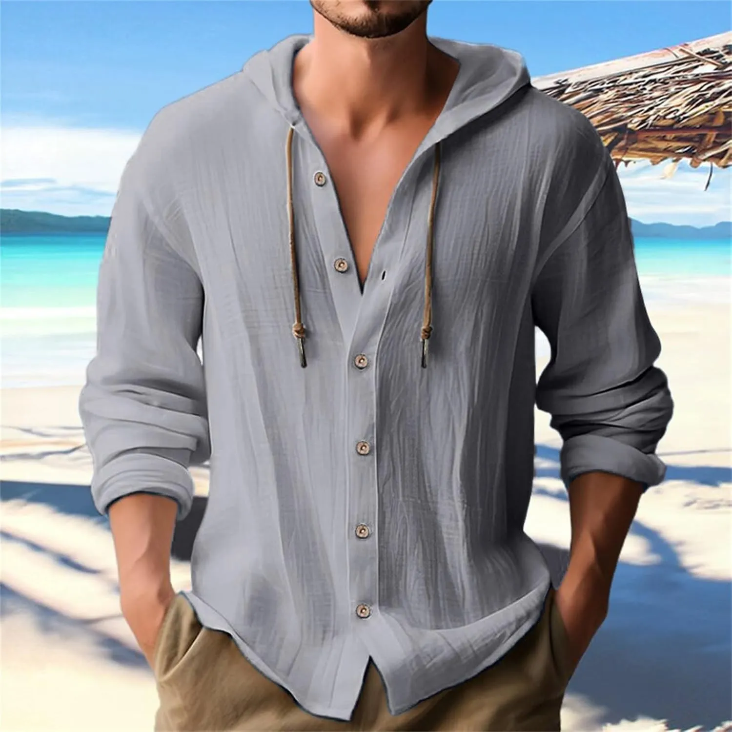 Men's Long Sleeve Classic Woven Shirt Pocket Long Sleeve Shirt Top Mens Long Sleeve Shirt Henley Shirts for Men