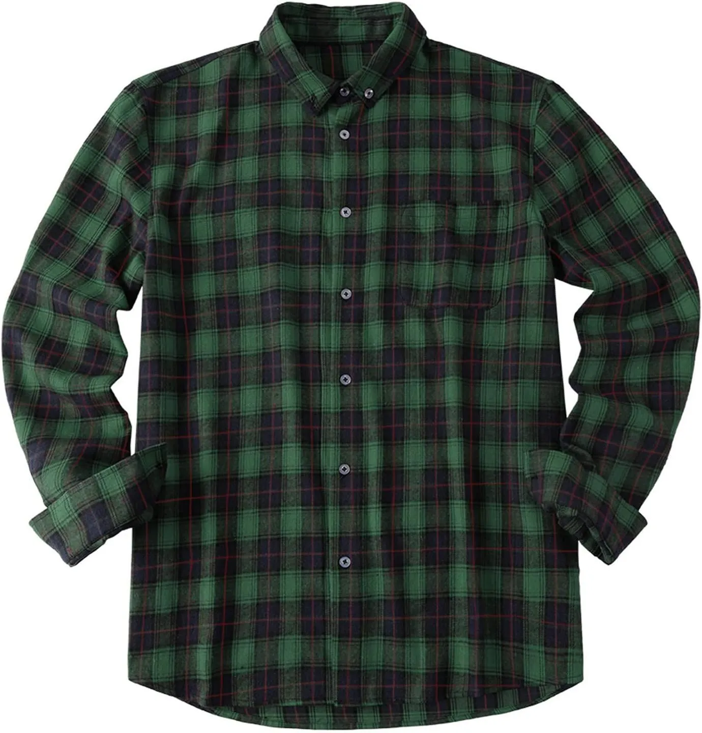 Mens Long Sleeve Shirt for Men Warm Casual Soft Button Down Plaid Shirt Regular Lightweight Shirt Jacket Plus Size