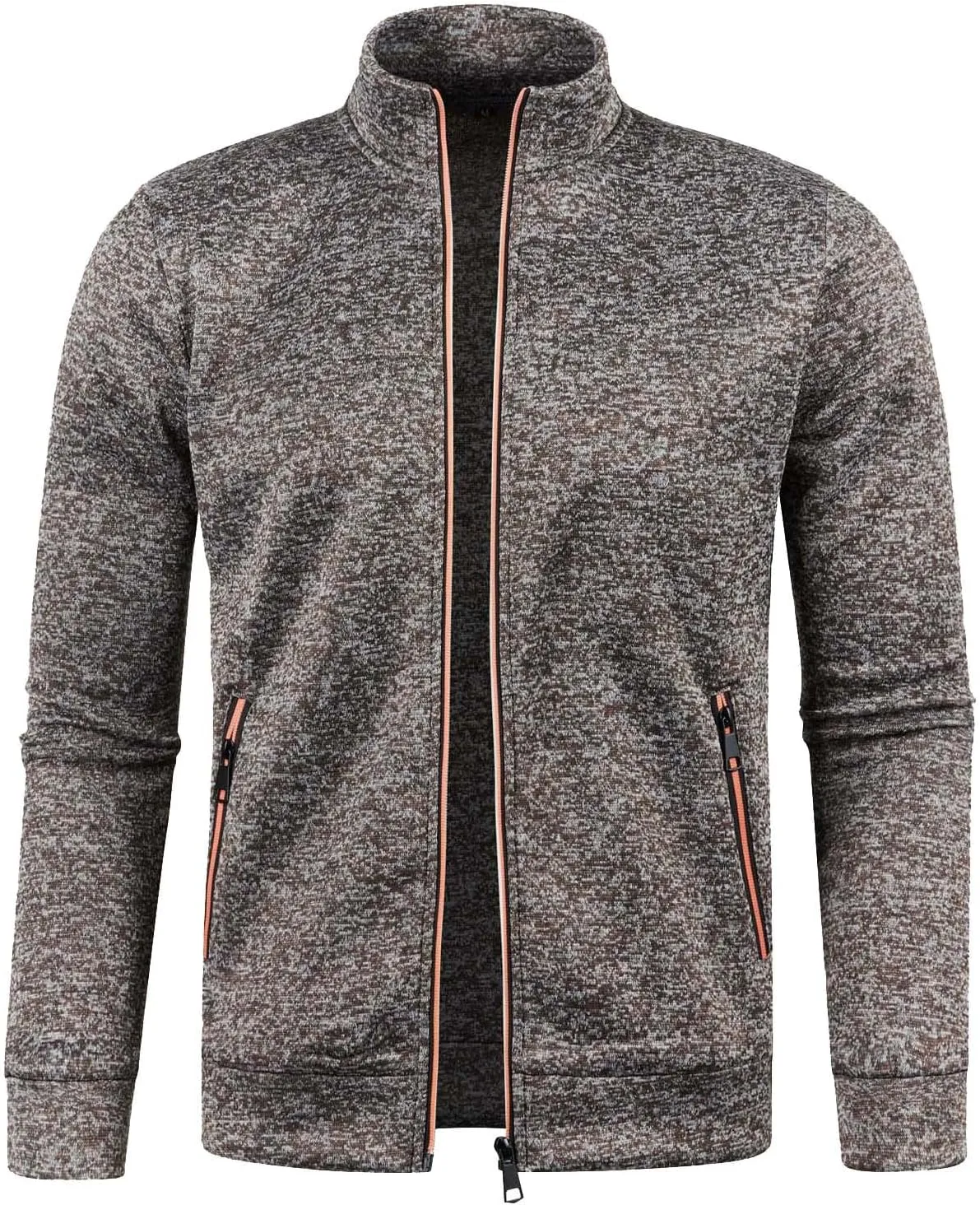 Men's Mock Neck Full Zip Sweatshirt - Athletic Sport Jogging Fall Fleece Long Sleeve Jacket Coat