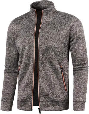 Men's Mock Neck Full Zip Sweatshirt - Athletic Sport Jogging Fall Fleece Long Sleeve Jacket Coat
