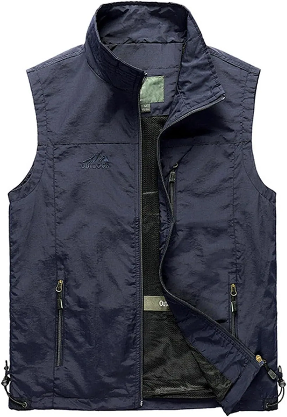 Men's Outdoor Utility Vest Zip Up Regular Fit Outerwear Lightweight Safari Travel Hunting Waistcoat with Pockets