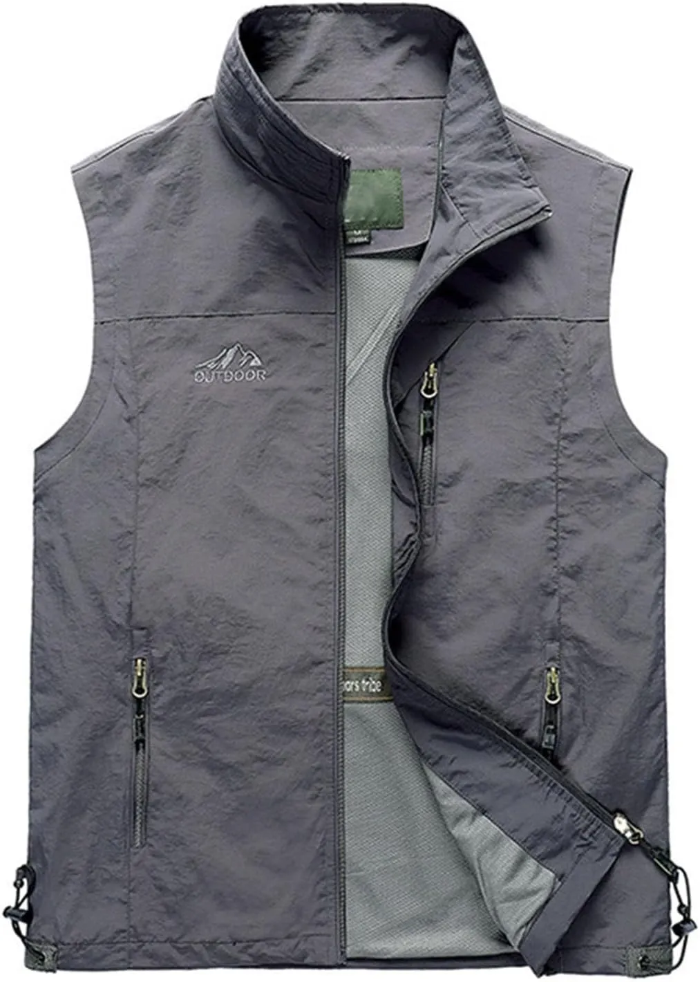 Men's Outdoor Utility Vest Zip Up Regular Fit Outerwear Lightweight Safari Travel Hunting Waistcoat with Pockets