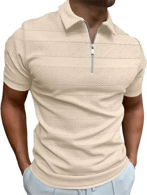 Mens Polo Floral Print Shirt, Casual Slim Fit Polo Tees, Stretch Ribbed Knit Shirt Athletic Golf Tennis T-Shirt Top
