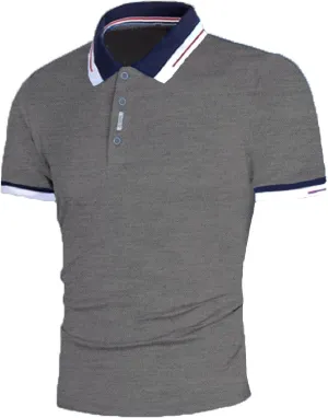 Men's Polo Shirt 2024 Fashion Trend Men's Lapel Button Short Sleeved T Shirt Polo White Tees for Men Big and Tall
