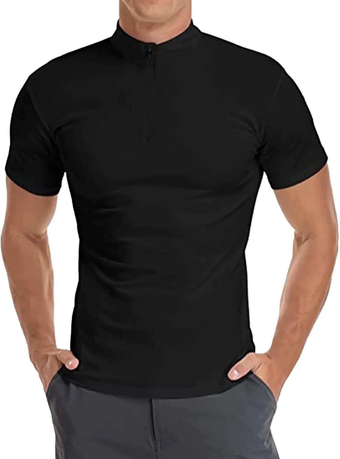 Men's Polo Shirt Quick Dry Wrinkle Free Moisture Wicking Performance Short Sleeve Polos Sports Shirts Pique Golf Shirt