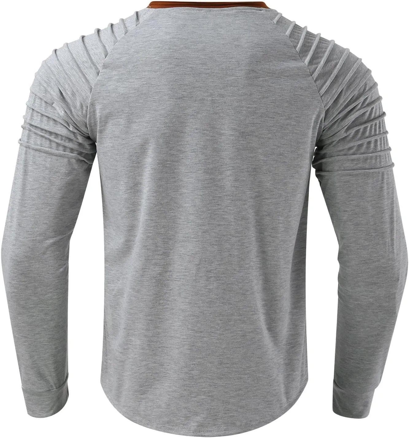 Mens Polo Shirts, Mens Henley Shirt Long Sleeve T Shirt Slim Fit Moisture Wicking Golf Shirt with Pleated Sleeve