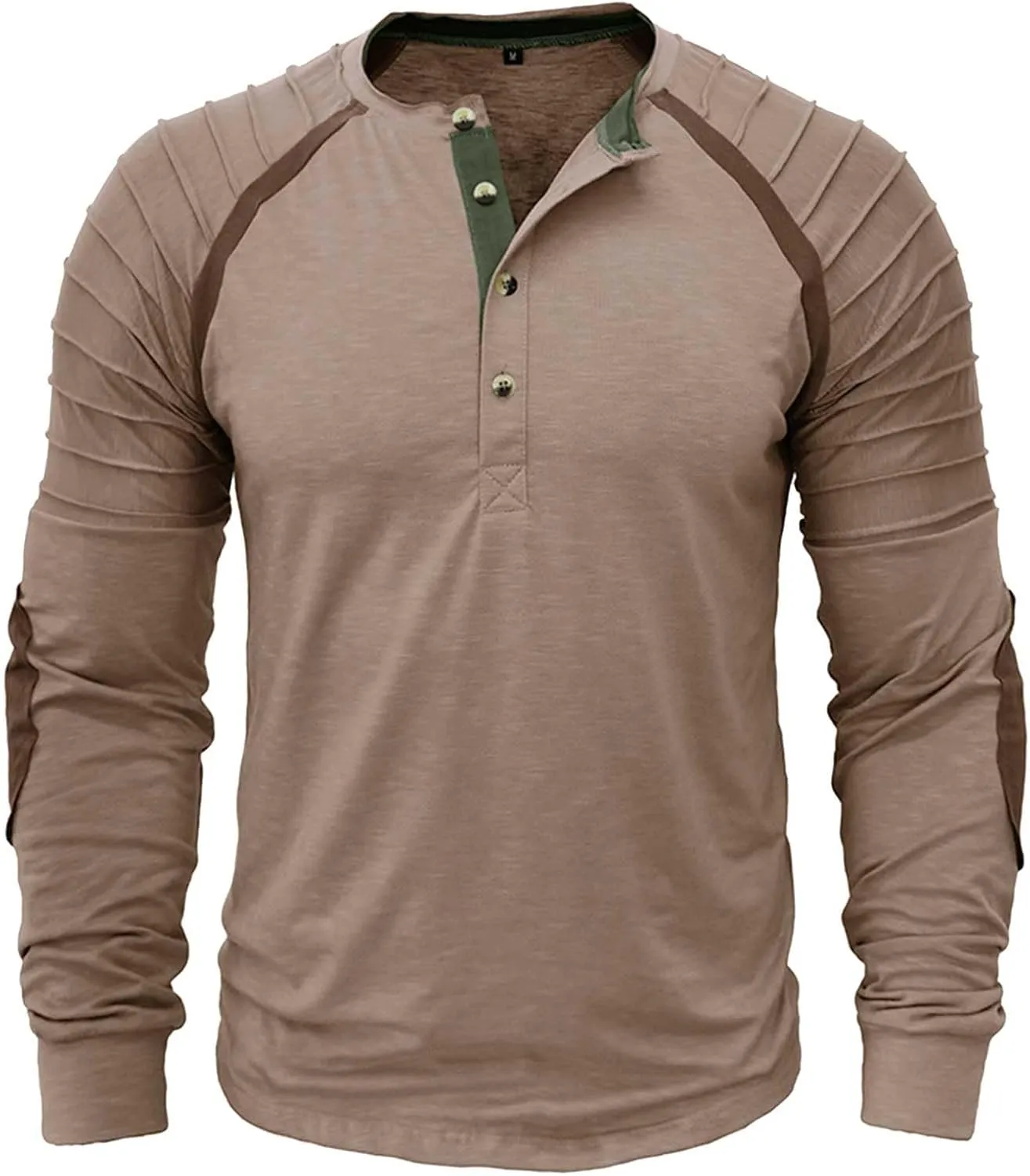 Mens Polo Shirts, Mens Henley Shirt Long Sleeve T Shirt Slim Fit Moisture Wicking Golf Shirt with Pleated Sleeve