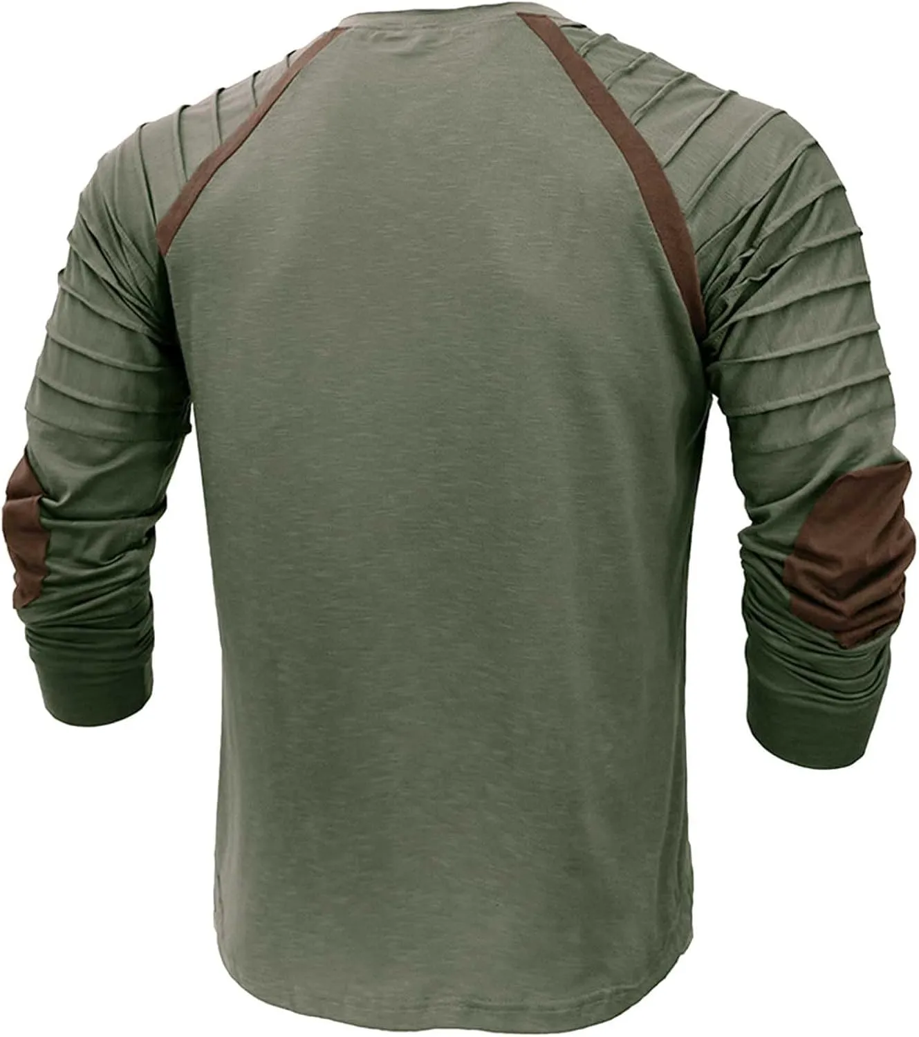 Mens Polo Shirts, Mens Henley Shirt Long Sleeve T Shirt Slim Fit Moisture Wicking Golf Shirt with Pleated Sleeve