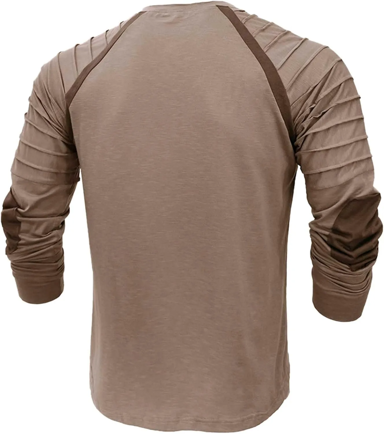Mens Polo Shirts, Mens Henley Shirt Long Sleeve T Shirt Slim Fit Moisture Wicking Golf Shirt with Pleated Sleeve