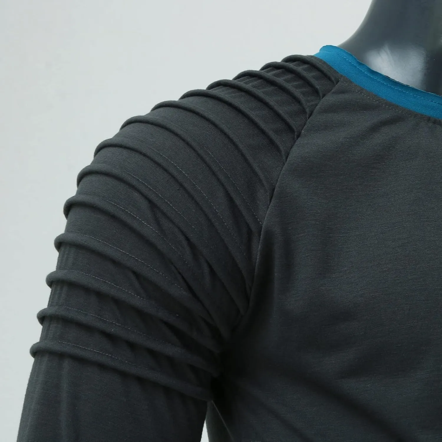 Mens Polo Shirts, Mens Henley Shirt Long Sleeve T Shirt Slim Fit Moisture Wicking Golf Shirt with Pleated Sleeve