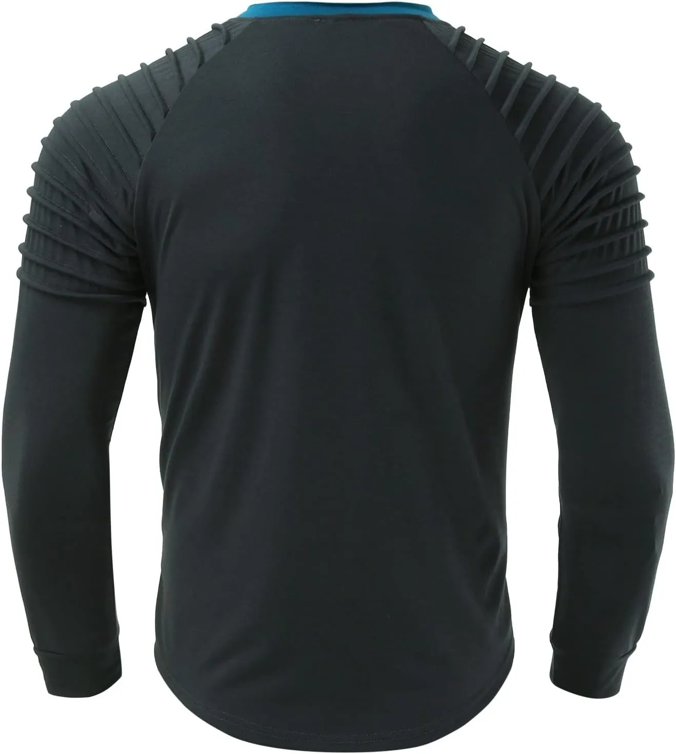 Mens Polo Shirts, Mens Henley Shirt Long Sleeve T Shirt Slim Fit Moisture Wicking Golf Shirt with Pleated Sleeve