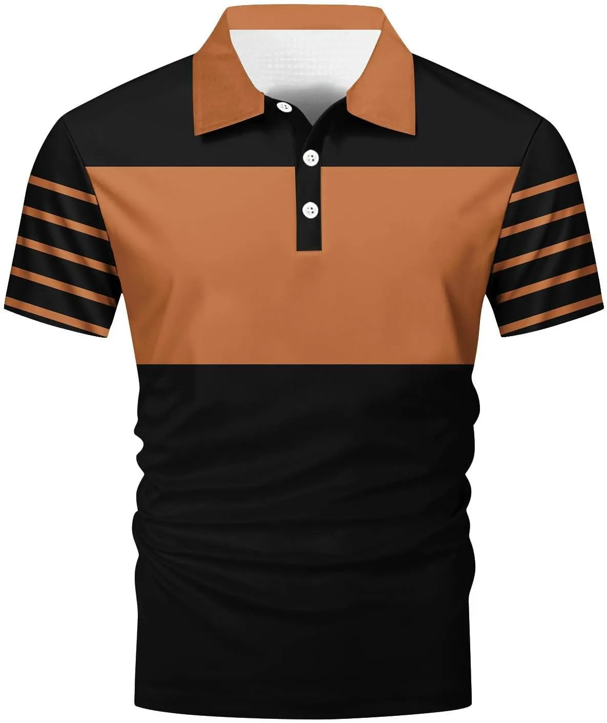 Men's Polo Shirts Short Sleeve Casual Polo T Shirt Color Block Slim Fit Golf Shirts Striped Moisture Wicking Golf Top