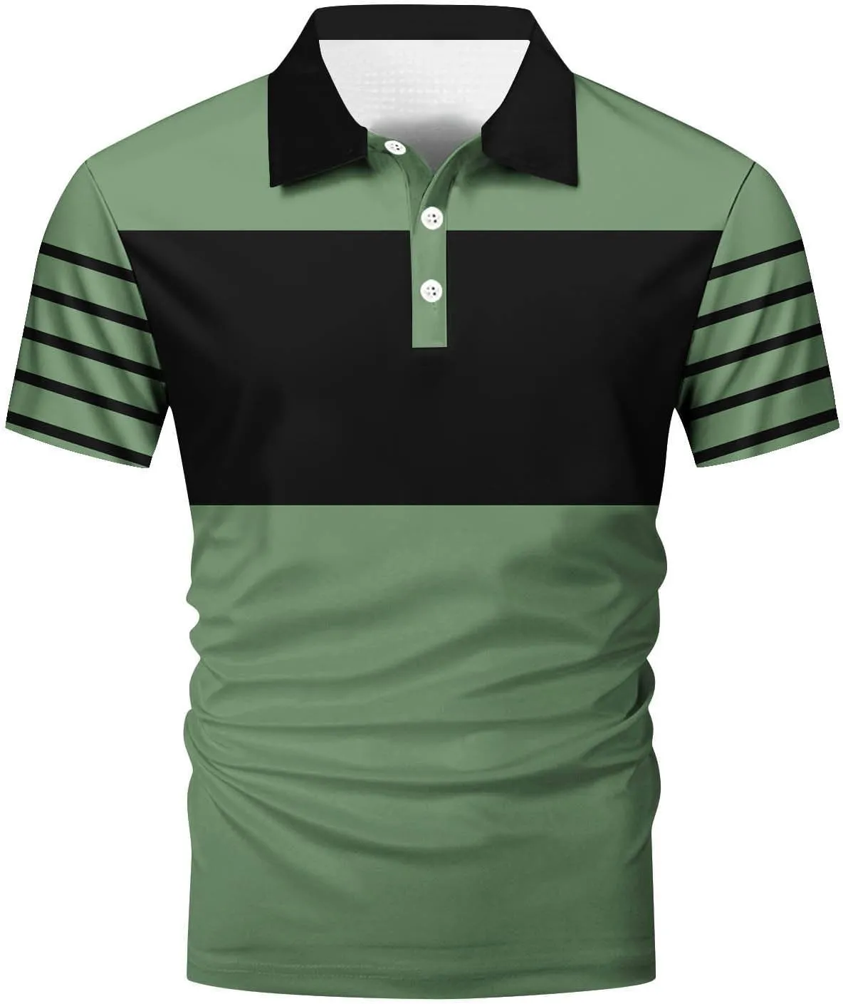 Men's Polo Shirts Short Sleeve Casual Polo T Shirt Color Block Slim Fit Golf Shirts Striped Moisture Wicking Golf Top