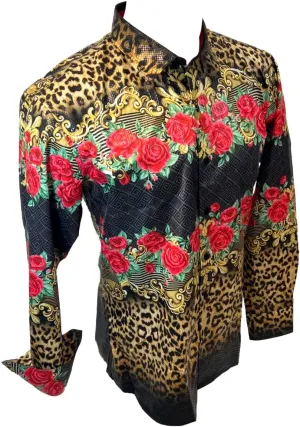 Men's Premiere Designer Fashion Dress Shirt Casual Shirt Woven Long Sleeve Button Down Shirt