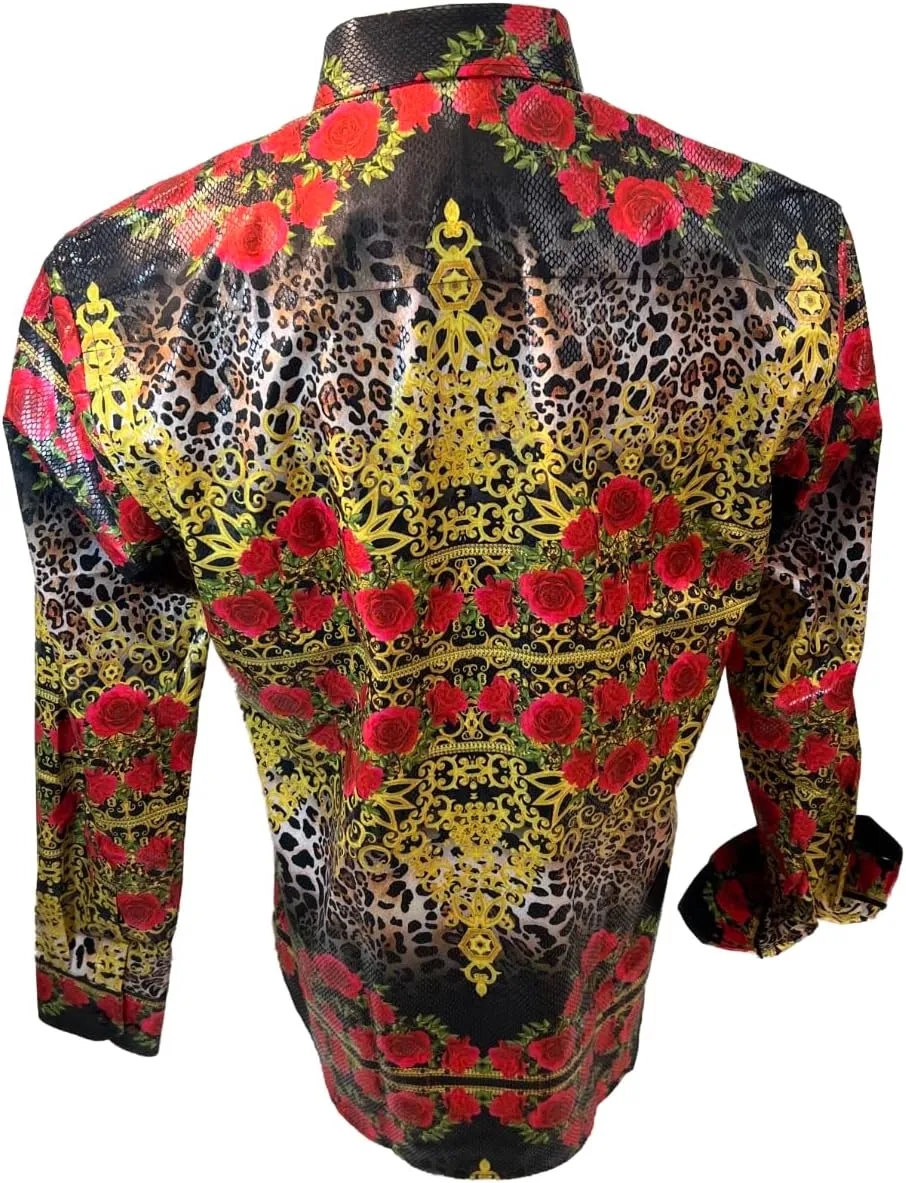 Men's Premiere Designer Fashion Dress Shirt Casual Shirt Woven Long Sleeve Button Down Shirt