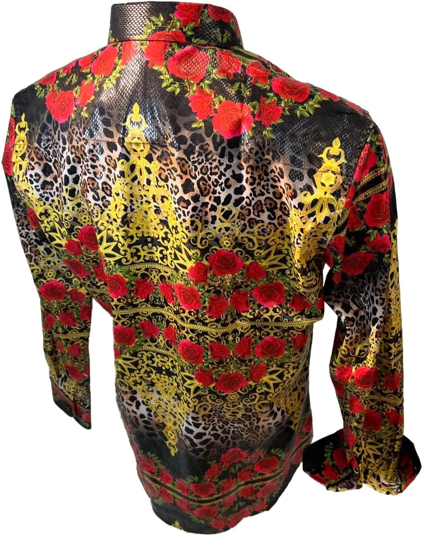 Men's Premiere Designer Fashion Dress Shirt Casual Shirt Woven Long Sleeve Button Down Shirt
