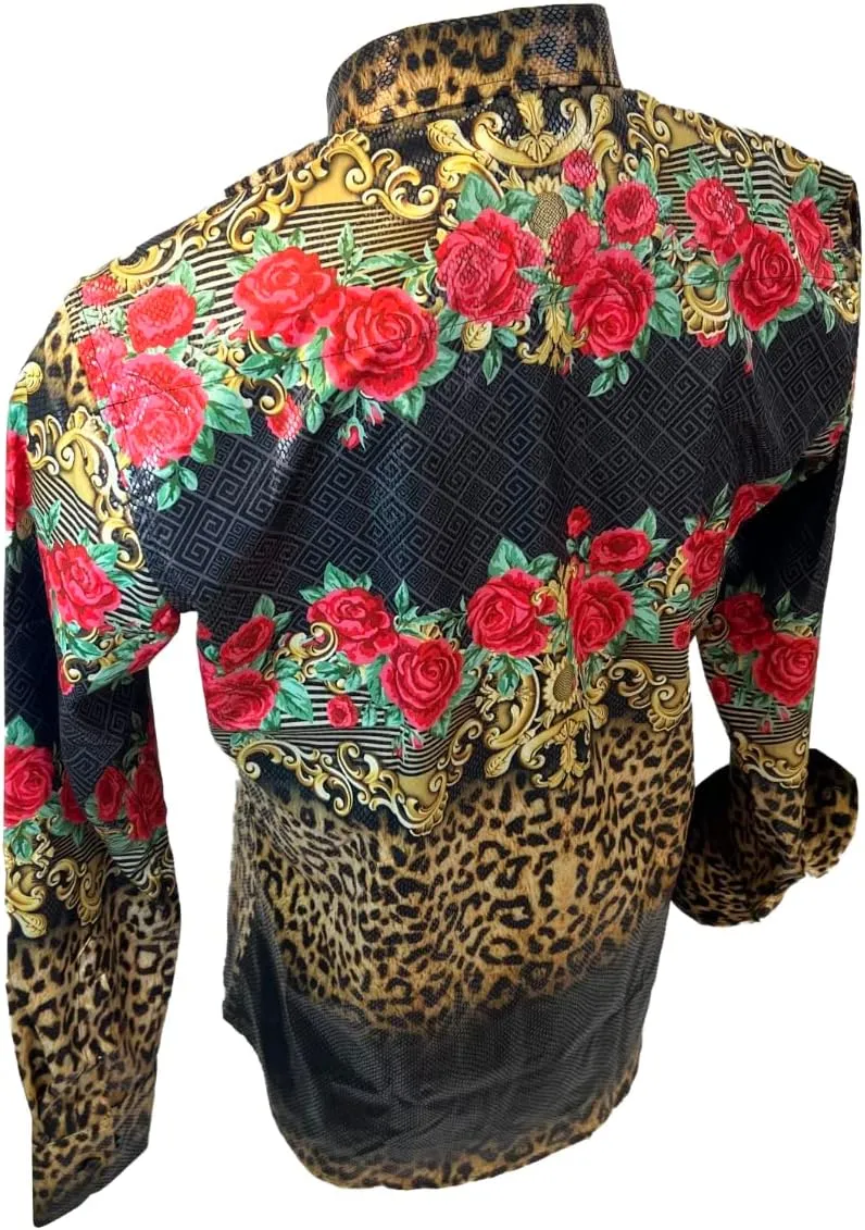 Men's Premiere Designer Fashion Dress Shirt Casual Shirt Woven Long Sleeve Button Down Shirt