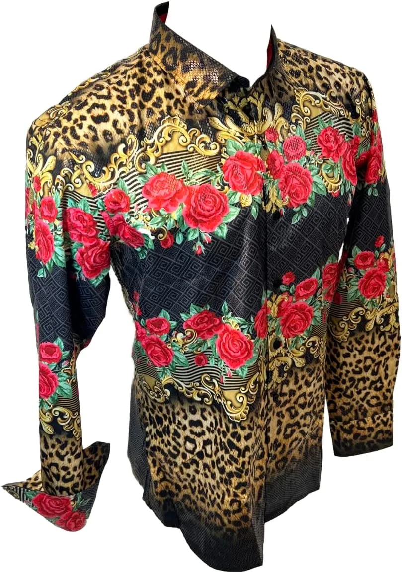 Men's Premiere Designer Fashion Dress Shirt Casual Shirt Woven Long Sleeve Button Down Shirt