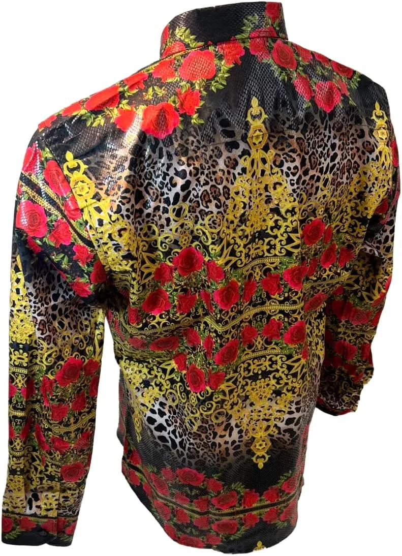 Men's Premiere Designer Fashion Dress Shirt Casual Shirt Woven Long Sleeve Button Down Shirt