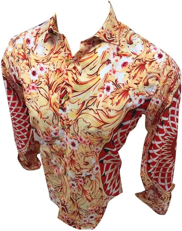 Men's Premiere Designer Fashion Dress Shirt Casual Shirt Woven Long Sleeve Button Down Shirt