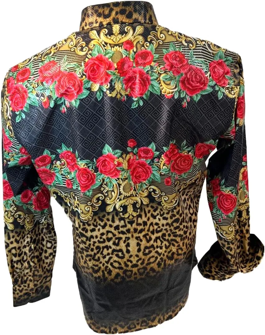 Men's Premiere Designer Fashion Dress Shirt Casual Shirt Woven Long Sleeve Button Down Shirt