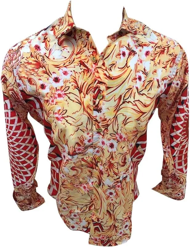 Men's Premiere Designer Fashion Dress Shirt Casual Shirt Woven Long Sleeve Button Down Shirt