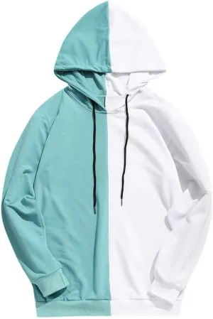 Men's Pullover Hoodie Casual Patchwork Slim Fit Hoodie Outwear Blouse Sweatshirt Long Sleeves