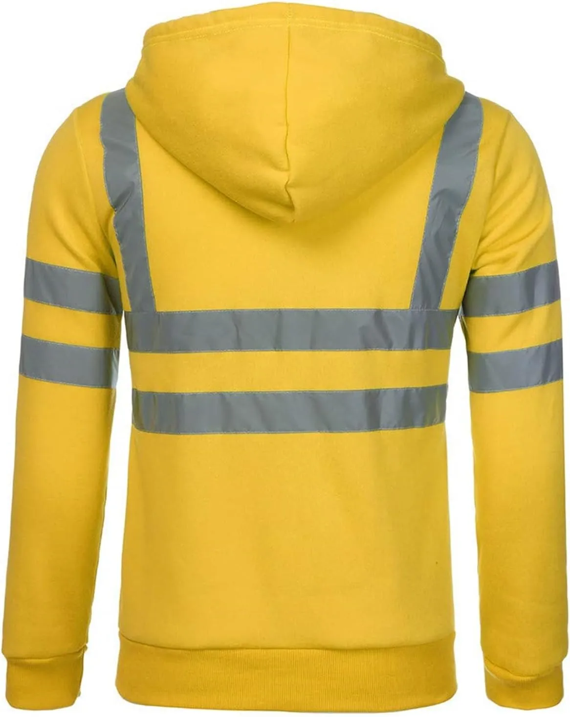 Mens Reflective Shirts Class 3 High Visibility Safety Hoodie Sweatshirt Casual Hi Vis Hooded Sweatshirts Zip Jacket