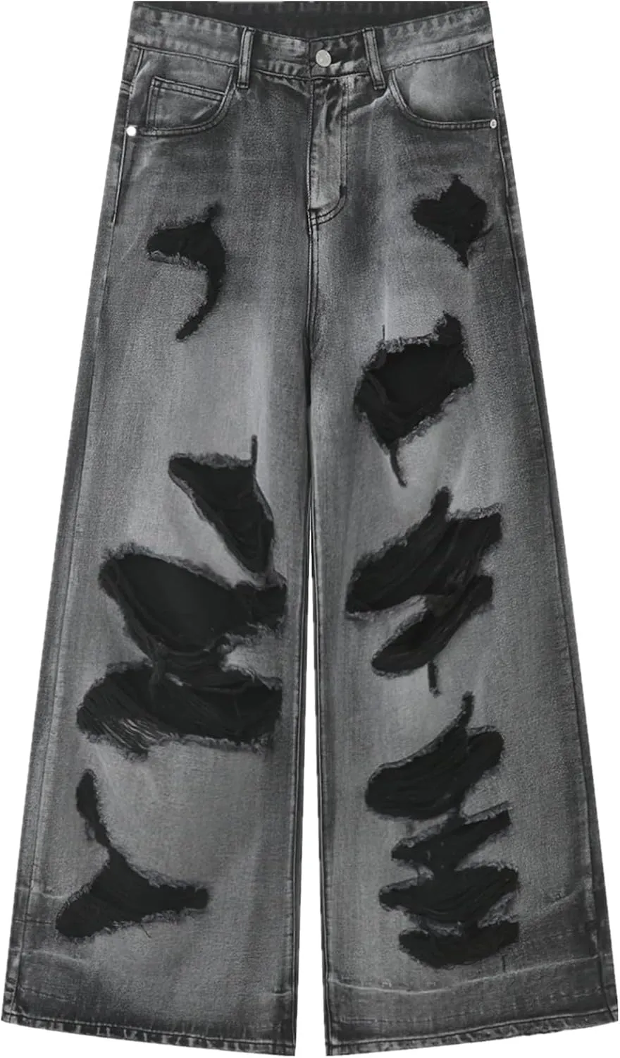 Men's Ripped Jeans  Fashionable Slim Fit Stretch Denim with Patches,Ripped Distressed Destroyed Straight Slim Fit Jeans