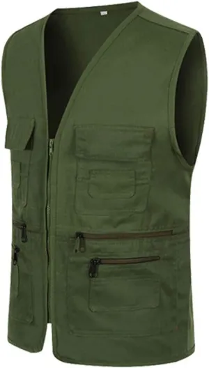 Men's Running Vest Outerwear Travel Fishing Utility Safari Vest with Pockets Outdoor Sleeveless Jacket for Golf